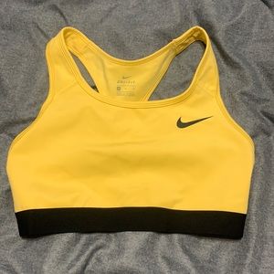 Yellow and black Nike Dri-fit sports bra